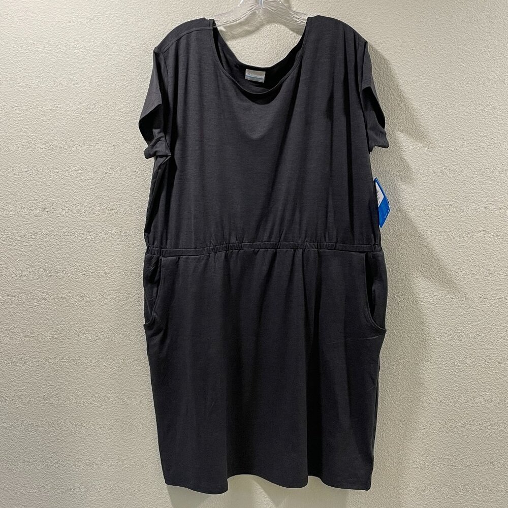 NWT COLUMBIA "Pacific Haze" Elastic Drop Waist Jersey Dress Dark Gray Women 2X - Picture 2 of 11